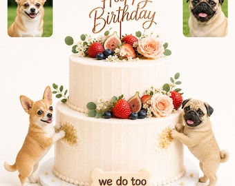 Personalized Dog Wedding Cake Toppers,  dog Birthday gift, 3D Clay pet Statue,cat gift