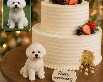Custom Dog Wedding Cake Topper, Handmade Clay 3D Figurine, Pet Birthday Gift, Dog Memorial Gift