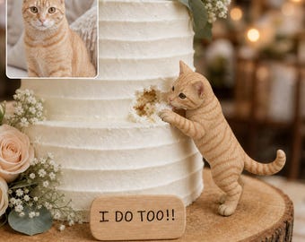 Personalized Cat Wedding Cake Toppers, Custom 3D Cat Birthday Sculpture Gifts
