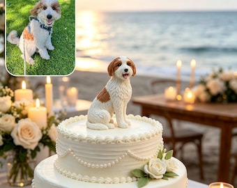 custom dog wedding cake toppers, Personalization pet birthday gifts, 3D clay dog/cat figurines