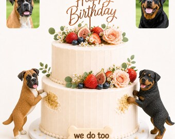 Custom Dog Wedding Cake Toppers, Personalized Pet Birthday Figurines, 3D Clay Dog Sculptures