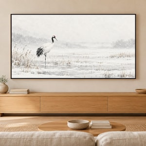 Japanese Crane Marsh Art, 4K Digital Download (3 Formats) image 1