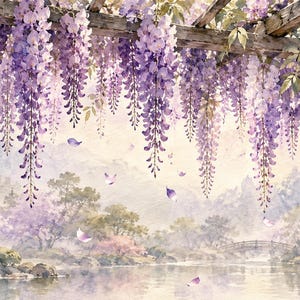Wisteria Trellis Frame TV Art, Japanese Wall Art, 4K Digital Download, 3 Formats image 6