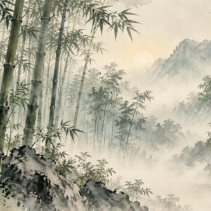 Bamboo Forest in Mist Frame TV Art, Japanese Wall Art, 4K Digital Download, 3 Formats image 6