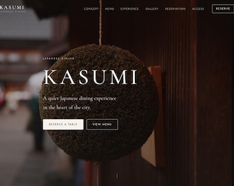 Japanese Restaurant Website Template, Sushi Izakaya HTML CSS Site, Wabi Sabi Web Design (KASUMI)