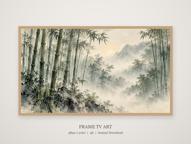 Bamboo Forest in Mist Frame TV Art, Japanese Wall Art, 4K Digital Download, 3 Formats image 4