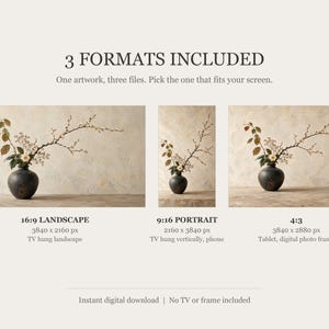 Ikebana Arrangement Still Life Frame TV Art, Japanese Wall Art, 4K Digital Download, 3 Formats image 2