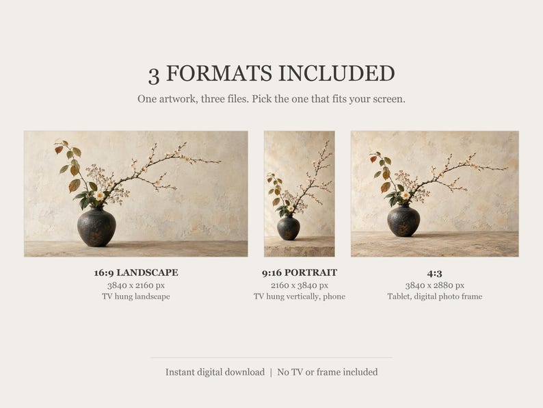 Ikebana Arrangement Still Life Frame TV Art, Japanese Wall Art, 4K Digital Download, 3 Formats image 2