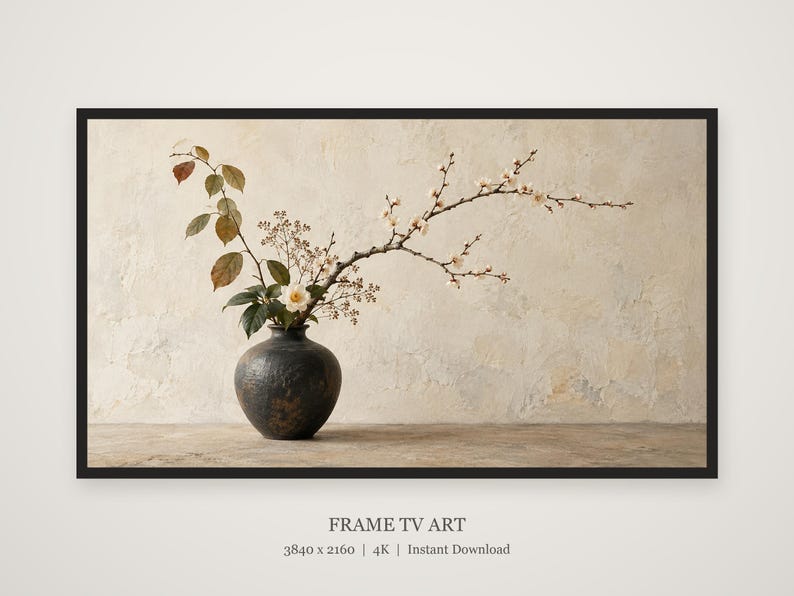 Ikebana Arrangement Still Life Frame TV Art, Japanese Wall Art, 4K Digital Download, 3 Formats image 5