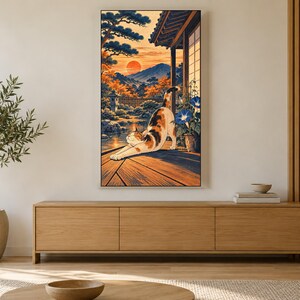 Ukiyo-e Style Cat Frame TV Art, Japanese Wall Art, 4K Digital Download, 3 Formats image 3