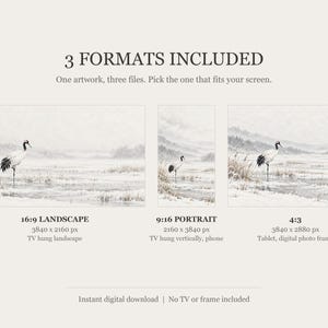 Japanese Crane Marsh Art, 4K Digital Download (3 Formats) image 2
