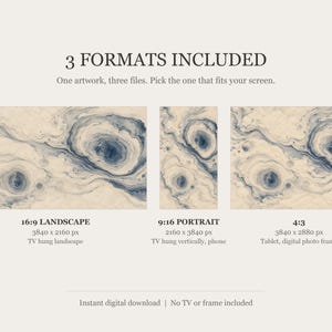 Suminagashi Ink Marbling Frame TV Art, Japanese Wall Art, 4K Digital Download, 3 Formats image 2