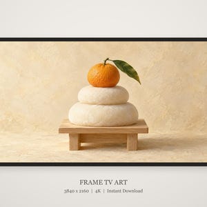 Kagami Mochi New Year Still Life Frame TV Art, Japanese Wall Decor, 4K Digital Download (3 Formats) image 5