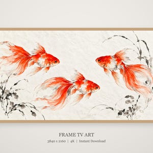 Goldfish in Ink and Vermilion Frame TV Art, Japanese Wall Art, 4K Digital Download, 3 Formats image 4