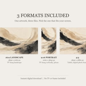 Neutral Ink Brushstrokes Abstract Frame TV Art, Japanese Wall Decor, 4K Digital Download (3 Formats) image 2