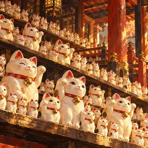 Lucky Cats Row Maneki Neko Frame TV Art, Japanese Wall Art, 4K Digital Download, 3 Formats image 5