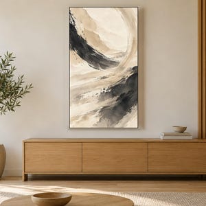 Neutral Ink Brushstrokes Abstract Frame TV Art, Japanese Wall Decor, 4K Digital Download (3 Formats) image 3