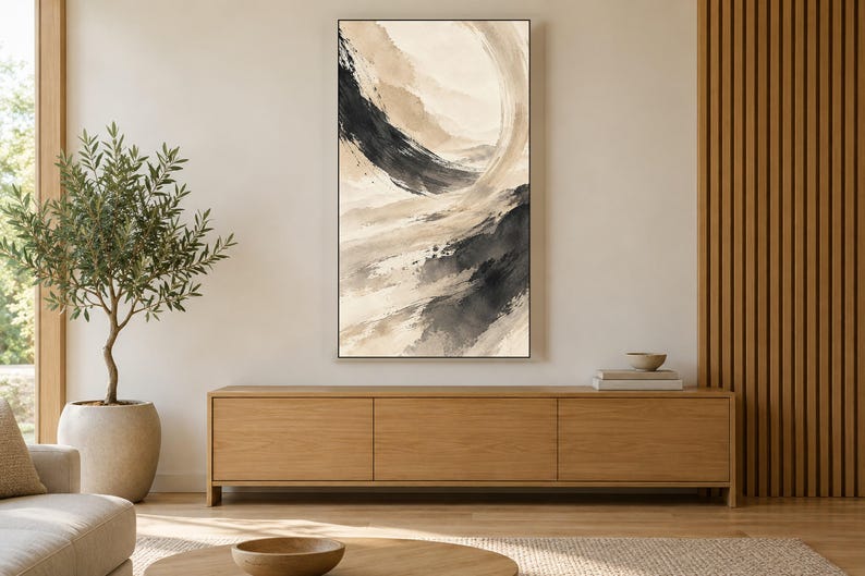 Neutral Ink Brushstrokes Abstract Frame TV Art, Japanese Wall Decor, 4K Digital Download (3 Formats) image 3