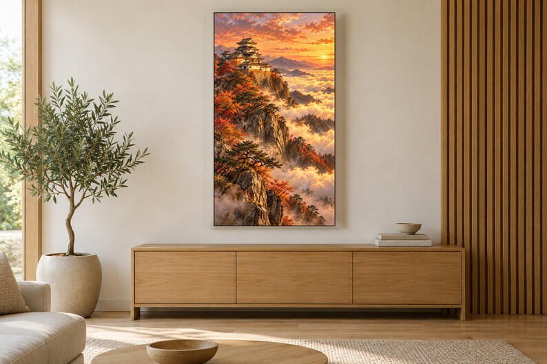 Japanese Castle Above a Sea of Clouds Frame TV Art, Japanese Wall Art, 4K Digital Download, 3 Formats image 3