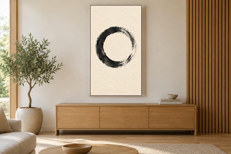 Enso Circle Zen Ink Frame TV Art, Japandi Zen Wall Art, 4K Digital Download, 3 Formats image 3