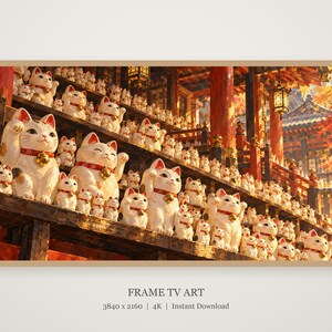 Lucky Cats Row Maneki Neko Frame TV Art, Japanese Wall Art, 4K Digital Download, 3 Formats image 4