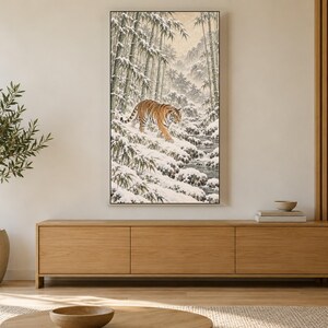 Tiger in Snowy Bamboo, Japanese Edo Style TV Art (4K Digital Download) image 3