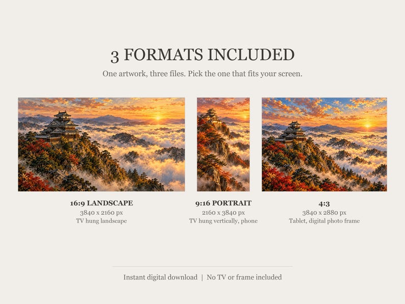 Japanese Castle Above a Sea of Clouds Frame TV Art, Japanese Wall Art, 4K Digital Download, 3 Formats image 2