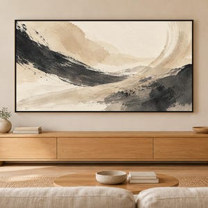 Neutral Ink Brushstrokes Abstract Frame TV Art, Japanese Wall Decor, 4K Digital Download (3 Formats) image 1