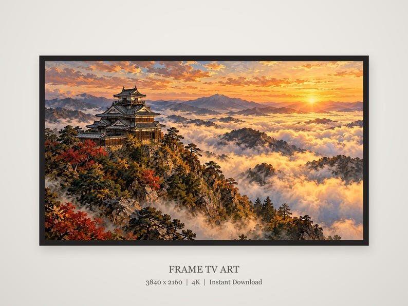 Japanese Castle Above a Sea of Clouds Frame TV Art, Japanese Wall Art, 4K Digital Download, 3 Formats image 5