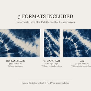 Indigo Shibori-färgmönster med ram för TV, japansk väggkonst, 4K digital nedladdning, 3 format bild 2