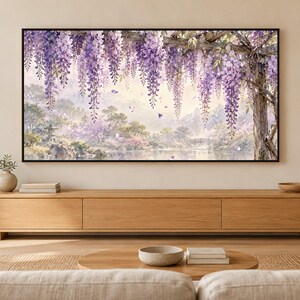 Wisteria Trellis Frame TV Art, Japanese Wall Art, 4K Digital Download, 3 Formats image 1