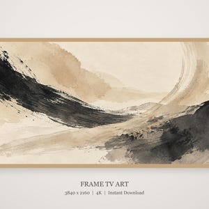 Neutral Ink Brushstrokes Abstract Frame TV Art, Japanese Wall Decor, 4K Digital Download (3 Formats) image 4