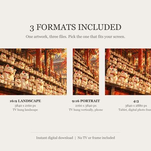Lucky Cats Row Maneki Neko Frame TV Art, Japanese Wall Art, 4K Digital Download, 3 Formats image 2
