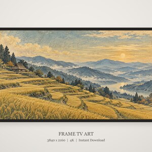 Vintage Countryside Rice Terraces Frame TV Art, Japanese Wall Decor, 4K Digital Download (3 Formats) image 5