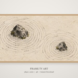 Zen Garden Sand Ripples Frame TV Art, Japandi Zen Wall Art, 4K Digital Download, 3 Formats image 1