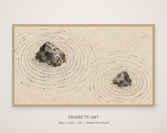 Zen Garden Sand Ripples Frame TV Art, Japandi Zen Wall Art, 4K Digital Download, 3 Formats