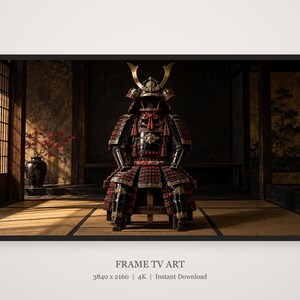 Arte para televisión: Bodegón con armadura de samurái, decoración de pared japonesa (descarga digital 4K) imagen 5