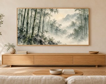 Bamboo Forest in Mist Frame TV Art, Japanese Wall Art, 4K Digital Download, 3 Formats