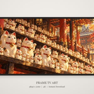 Lucky Cats Row Maneki Neko Frame TV Art, Japanese Wall Art, 4K Digital Download, 3 Formats image 6