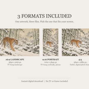 Tiger in Snowy Bamboo, Japanese Edo Style TV Art (4K Digital Download) image 2