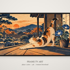 Ukiyo-e Style Cat Frame TV Art, Japanese Wall Art, 4K Digital Download, 3 Formats image 5