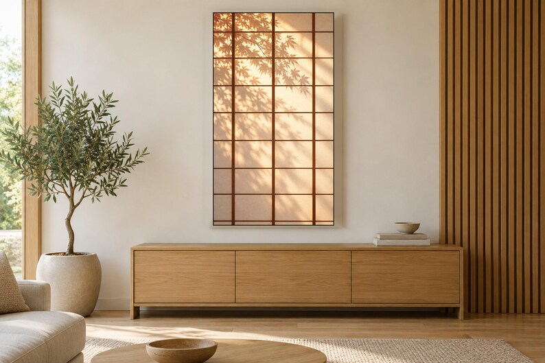 Shoji Light and Shadow Frame TV Art, Japanese Wall Art, 4K Digital Download, 3 Formats image 3
