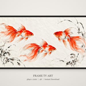Goldfish in Ink and Vermilion Frame TV Art, Japanese Wall Art, 4K Digital Download, 3 Formats image 5