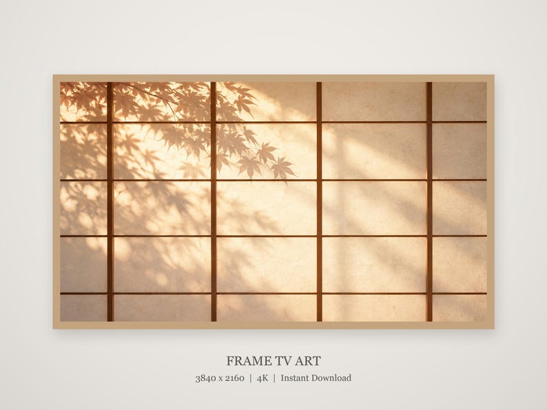 Shoji Light and Shadow Frame TV Art, Japanese Wall Art, 4K Digital Download, 3 Formats image 4