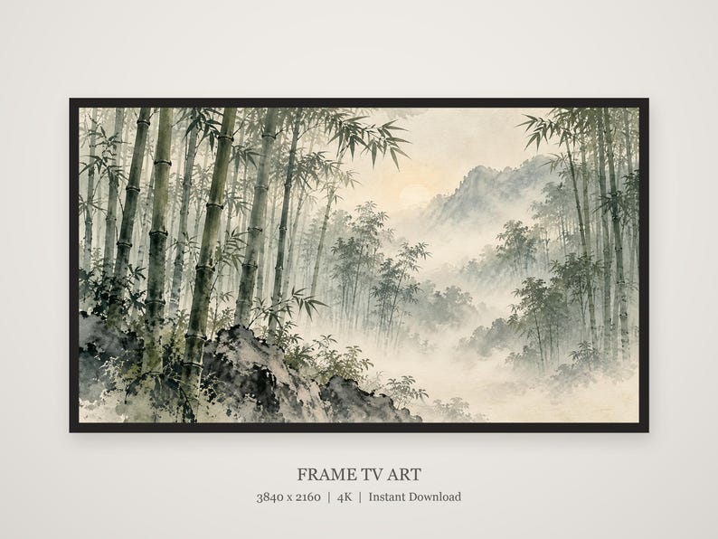 Bamboo Forest in Mist Frame TV Art, Japanese Wall Art, 4K Digital Download, 3 Formats image 5