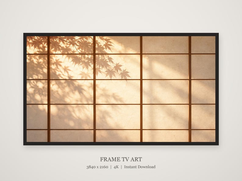 Shoji Light and Shadow Frame TV Art, Japanese Wall Art, 4K Digital Download, 3 Formats image 5