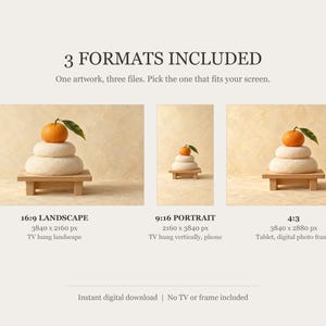 Kagami Mochi New Year Still Life Frame TV Art, Japanese Wall Decor, 4K Digital Download (3 Formats) image 2