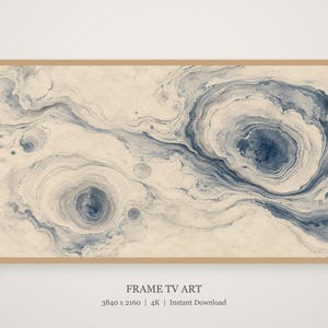 Suminagashi Ink Marbling Frame TV Art, Japanese Wall Art, 4K Digital Download, 3 Formats image 4