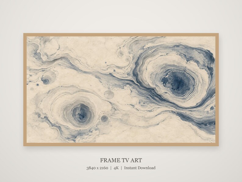 Suminagashi Ink Marbling Frame TV Art, Japanese Wall Art, 4K Digital Download, 3 Formats image 4