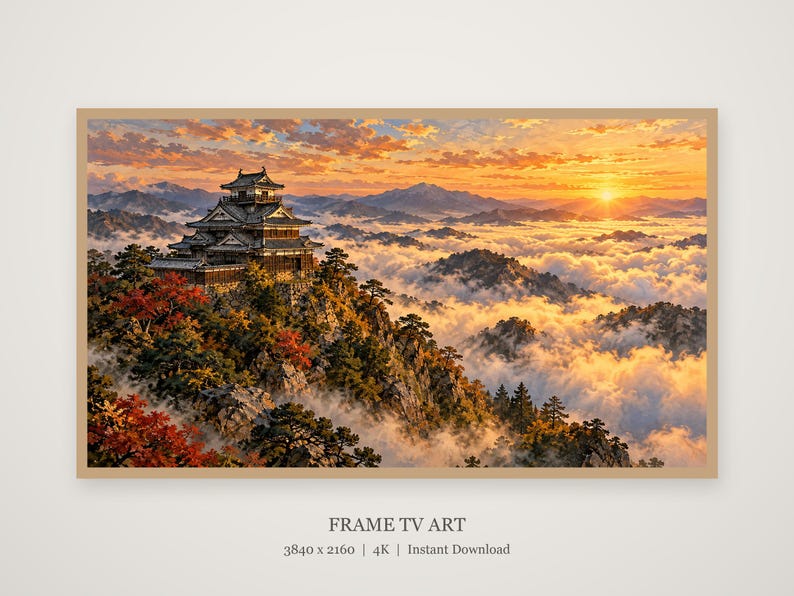 Japanese Castle Above a Sea of Clouds Frame TV Art, Japanese Wall Art, 4K Digital Download, 3 Formats image 4